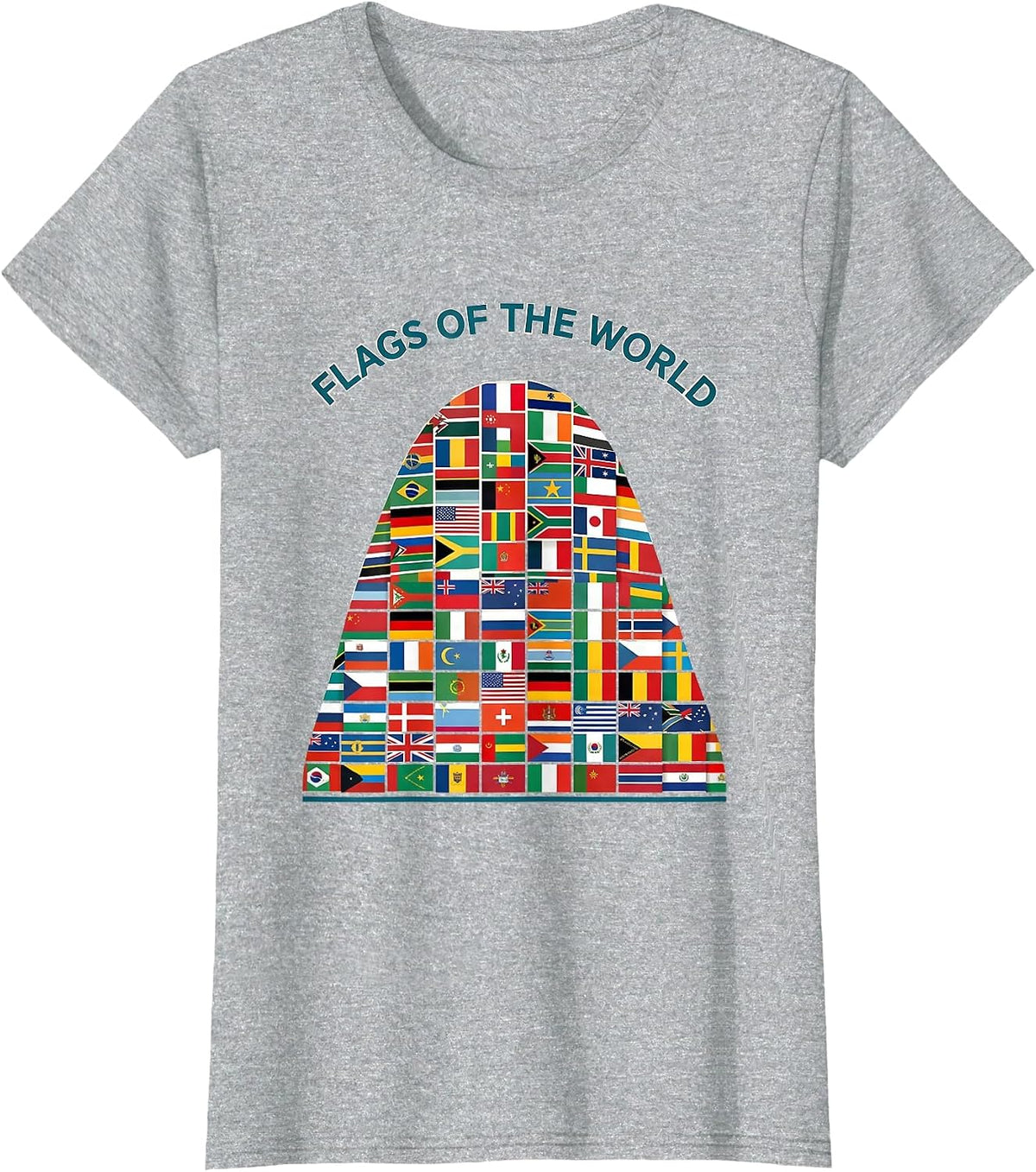 Women's Flags Of The World Geography Lover World Traveler Gift T-Shirt - Heather Grey