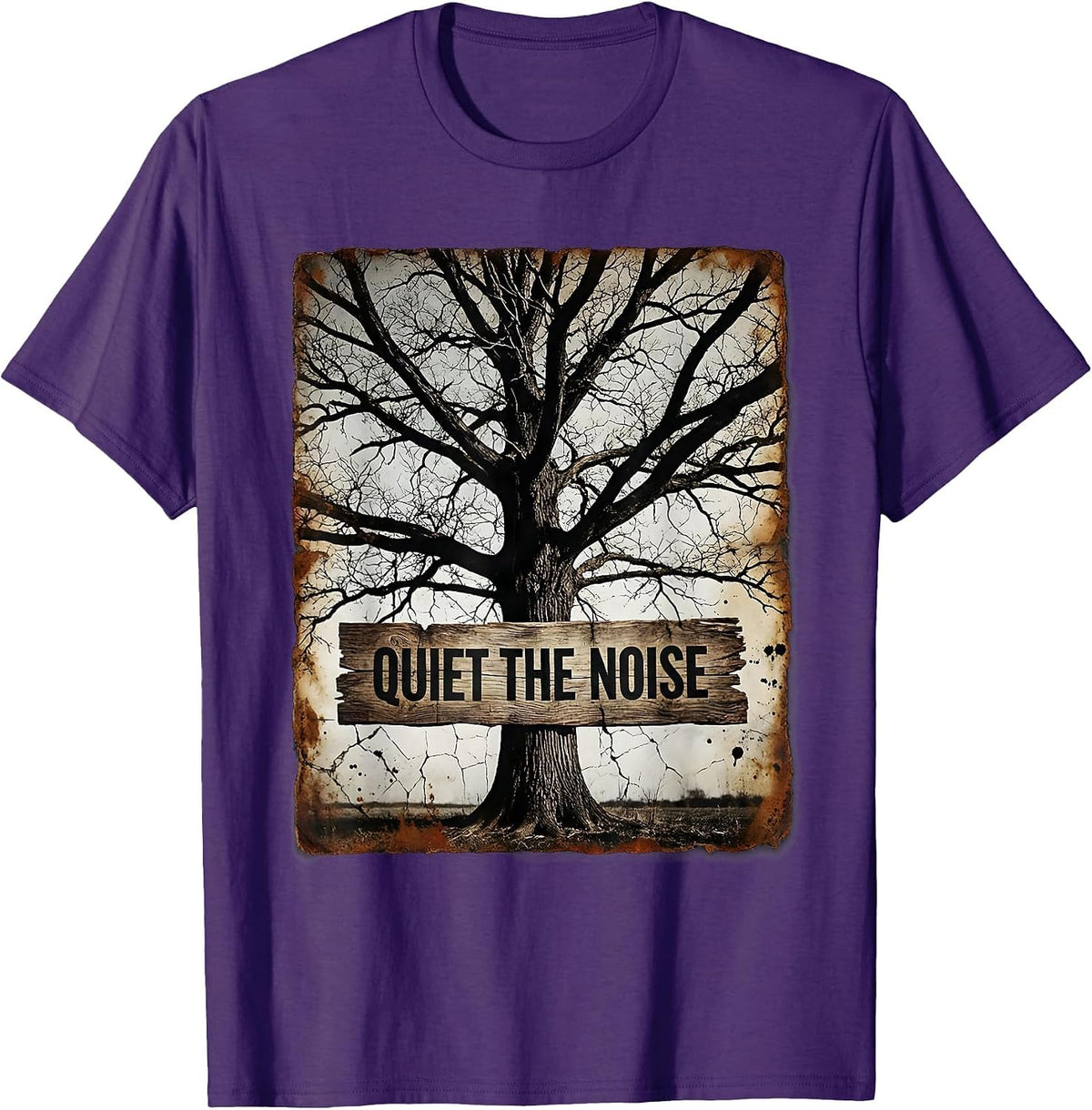 Be Still Quiet The Noise Mindfulness Design T-Shirt - Purple