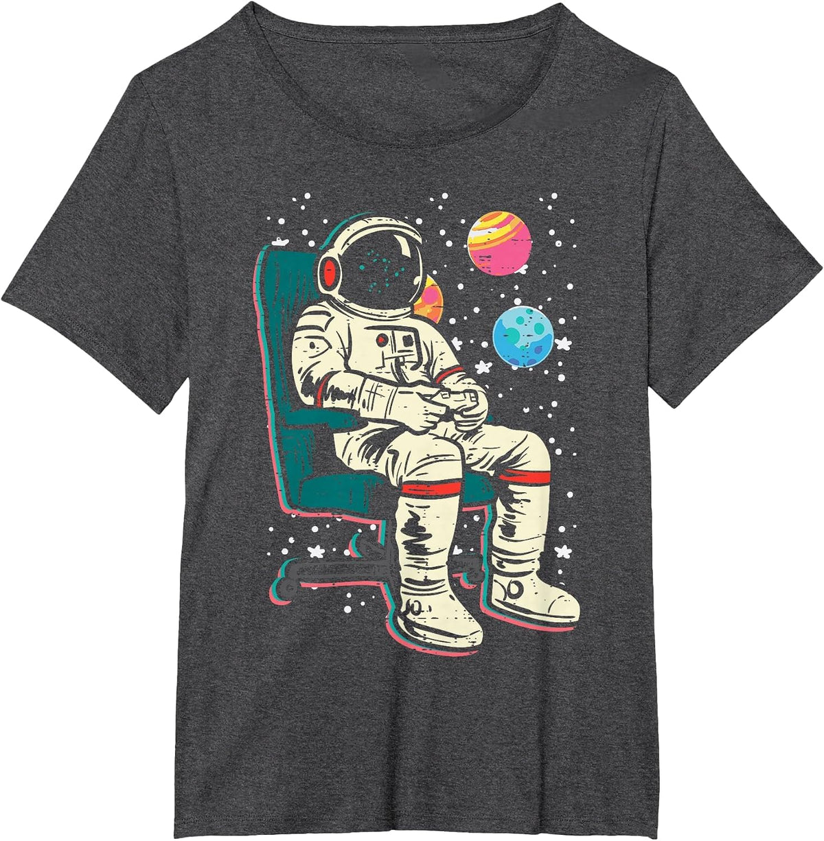 Astronaut Gamer Space Video Gaming Galaxy Men Boys Kids Teen T-Shirt - Dark Heather Grey