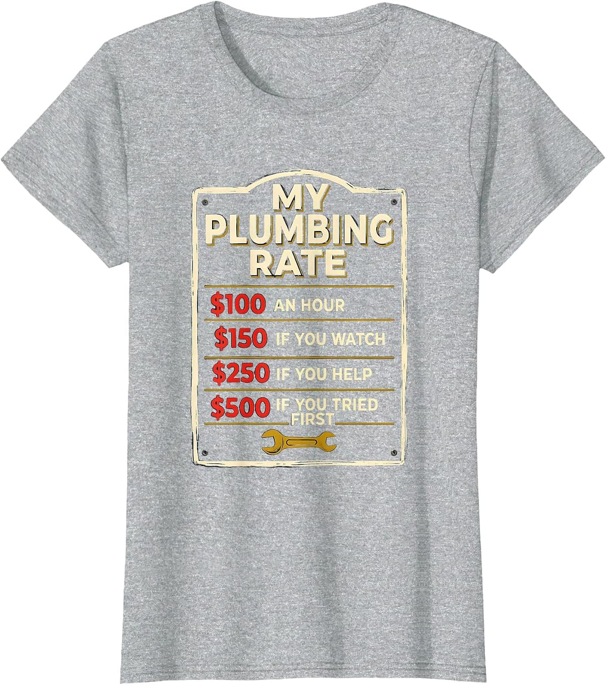 My Plumbing Rate Funny Plumber Hourly Rate Gift T-Shirt - Heather Grey