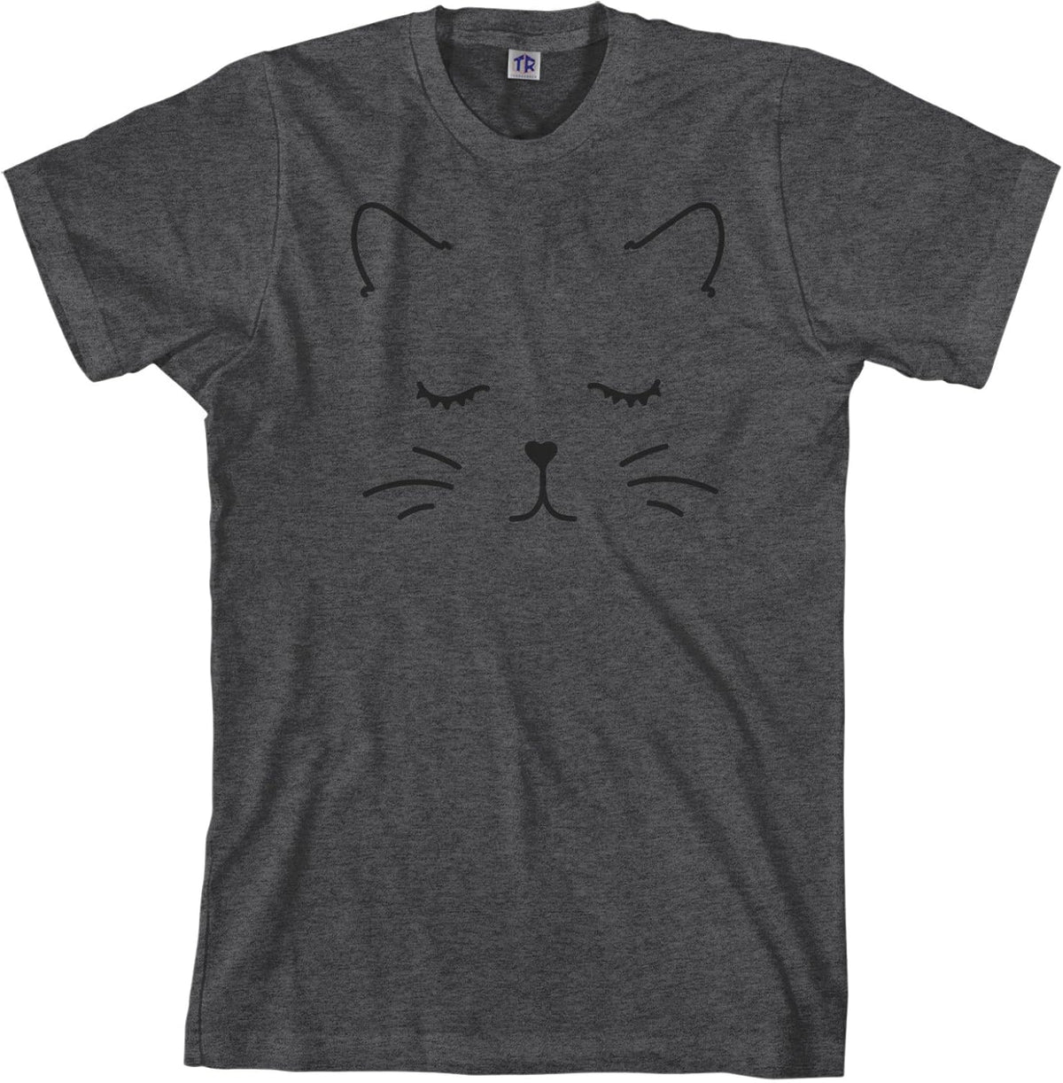 Threadrock Men's Kitty Cat Face T-Shirt - Dark Heather