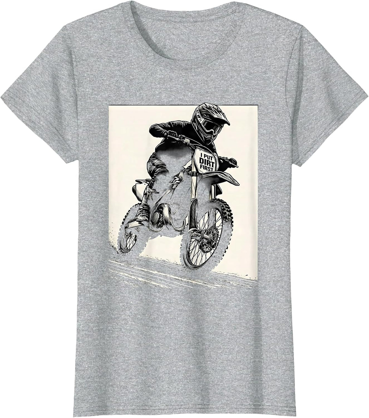 I Put Dirt First Scratchboard Motocross Dirt Bike Rider T-Shirt - Heather Grey