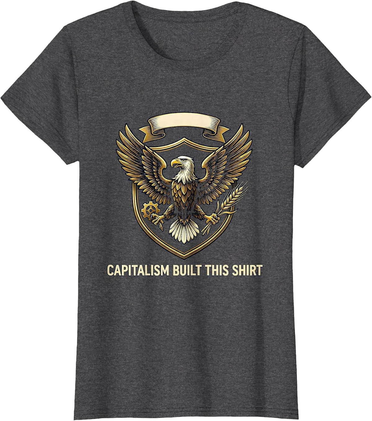 Women's Capitalism Built This Bold Conservative Design T-Shirt - Dark Heather Grey