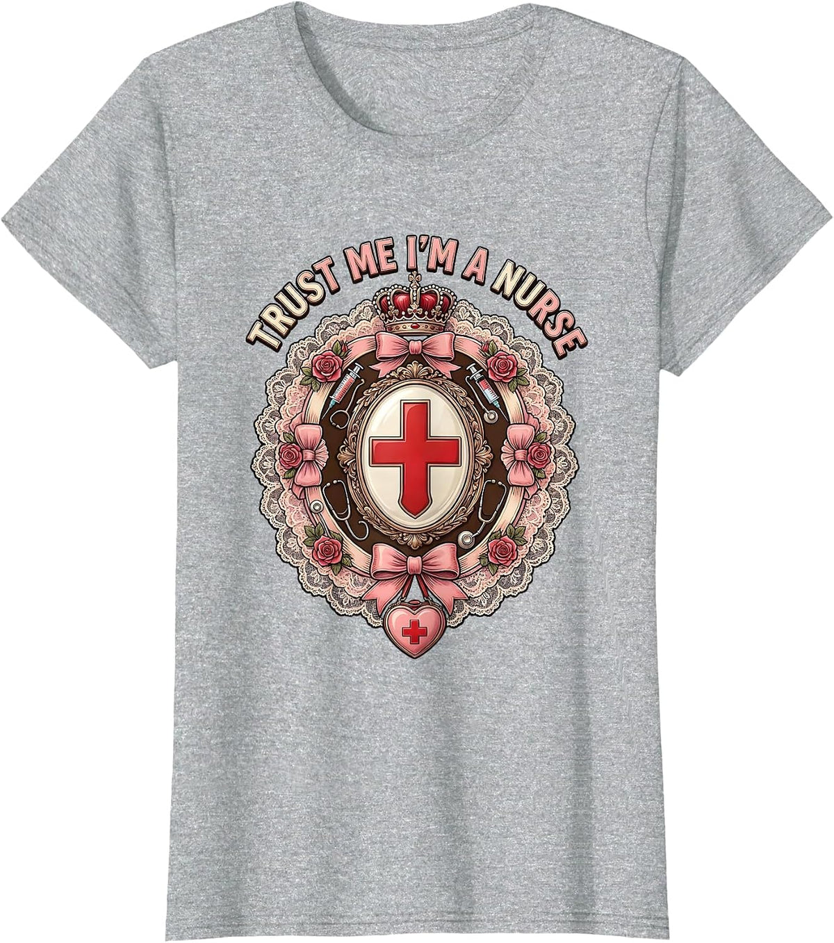Trust Me I'm a Nurse Bold Graphic Design T-Shirt - Heather Grey