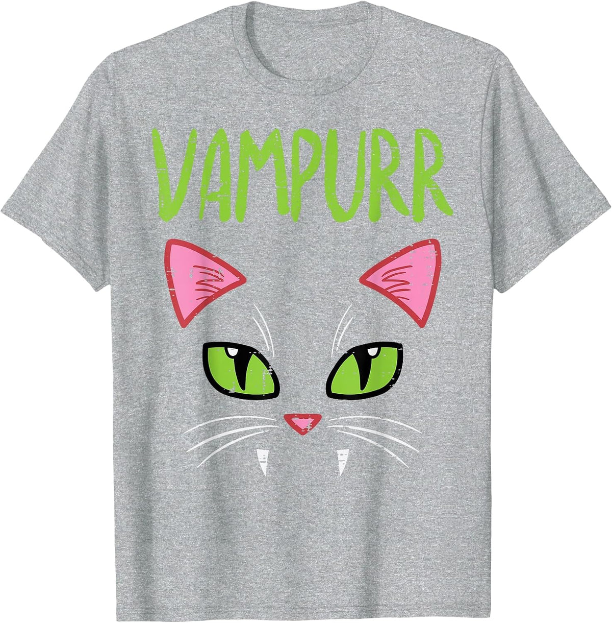 Vampurr Vampire Cat Funny Halloween Costume Women Girls T-Shirt - Heather Grey