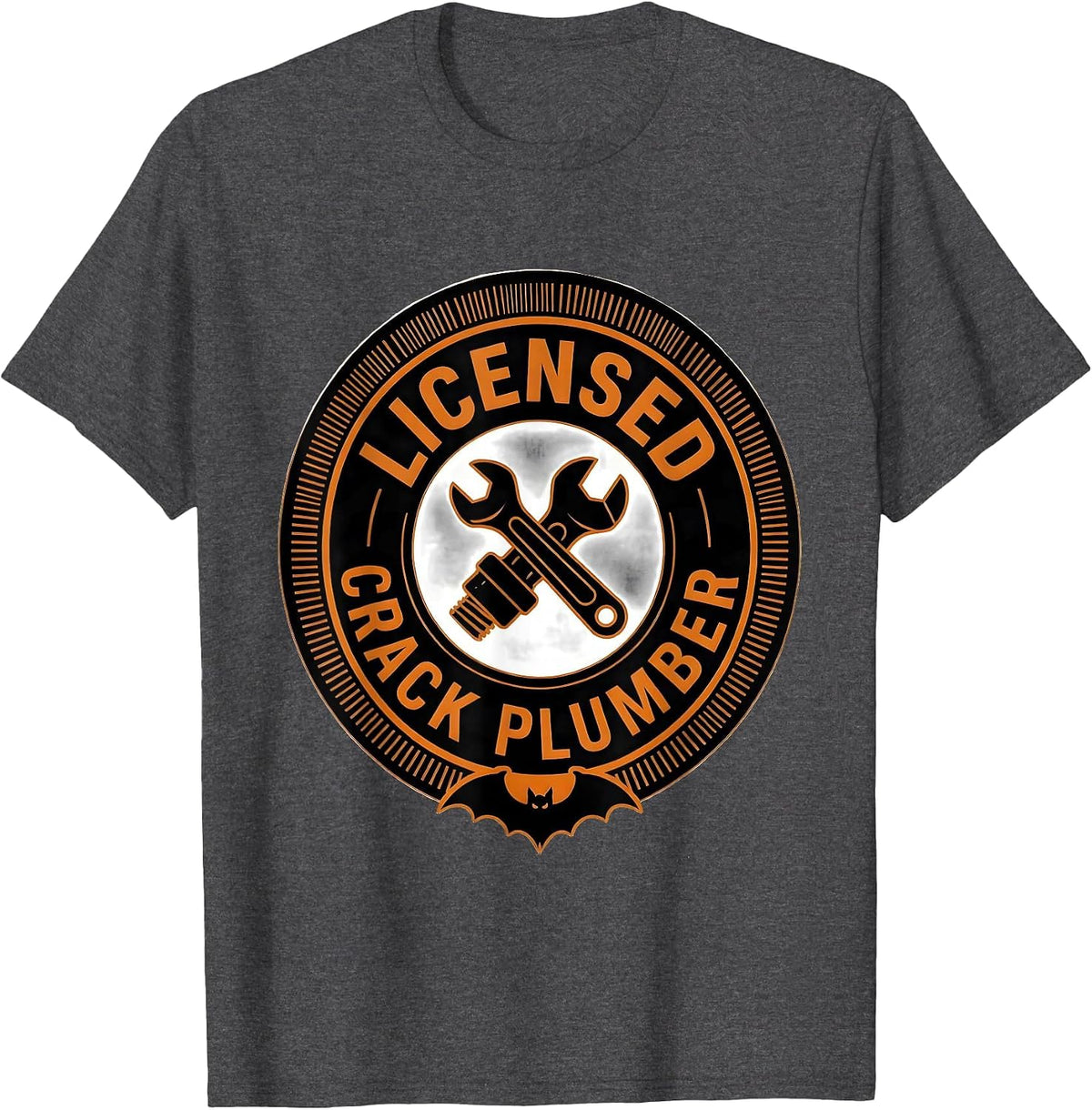 Licensed Crack Plumber Funny Occupation Halloween Costume T-Shirt - Dark Heather Grey