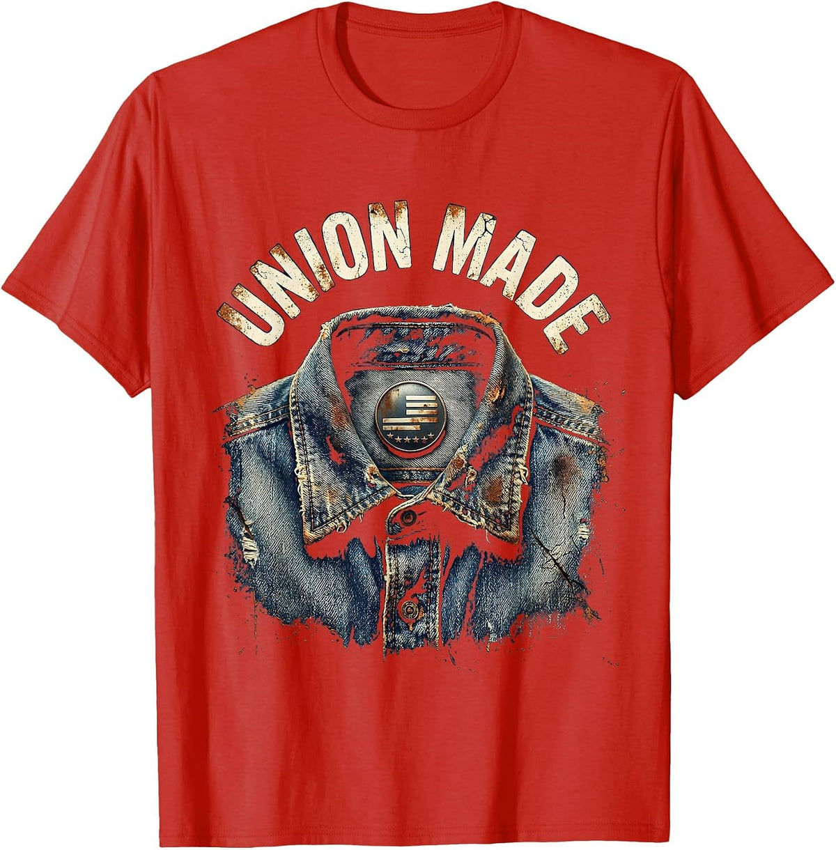 Men's Union Made Distressed Labor Day Union Worker Pride T-Shirt - Red