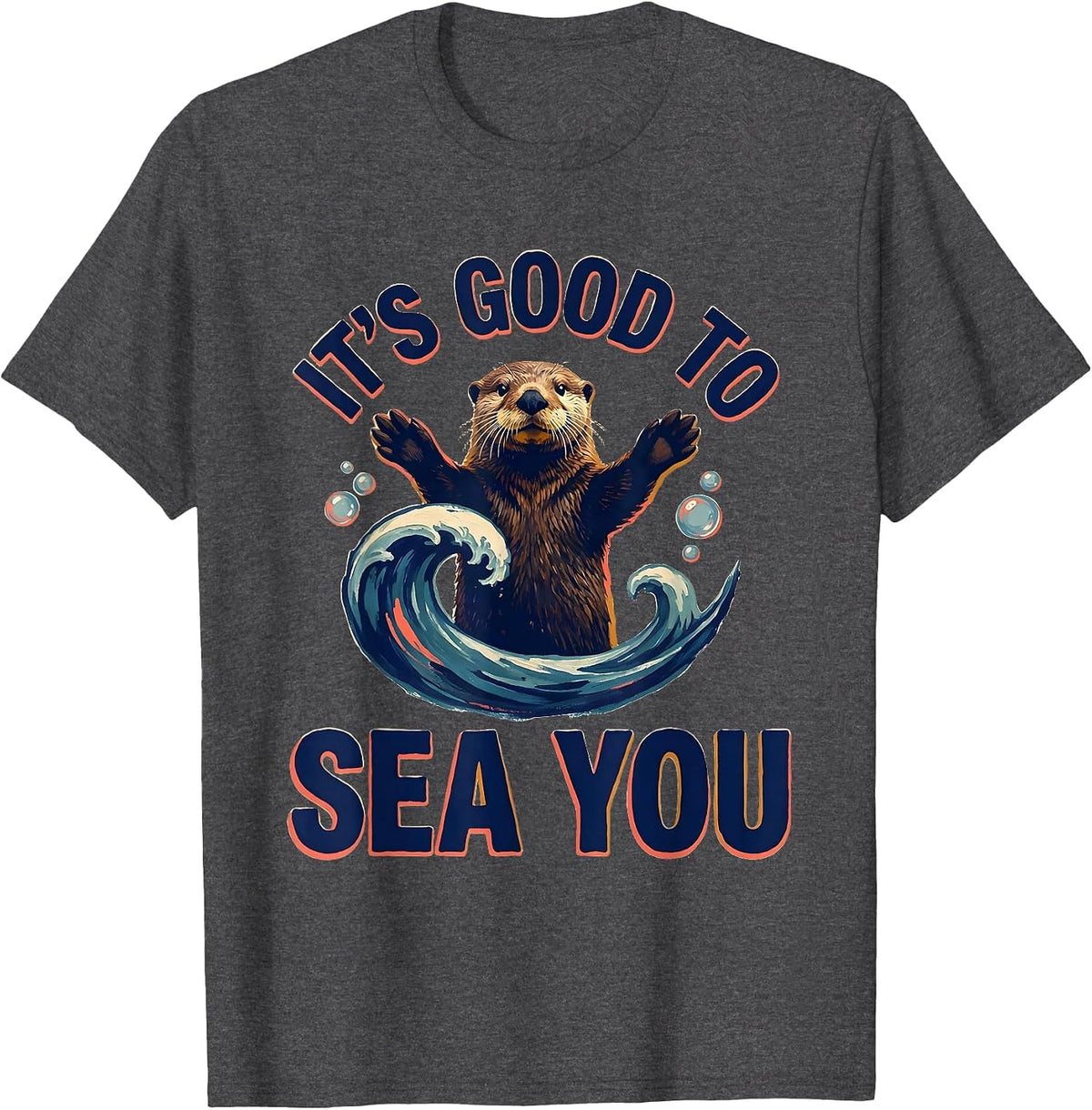 Men's It's Good To Sea You Cute Ocean Teacher Back To School Pun T-Shirt - Dark Heather Grey