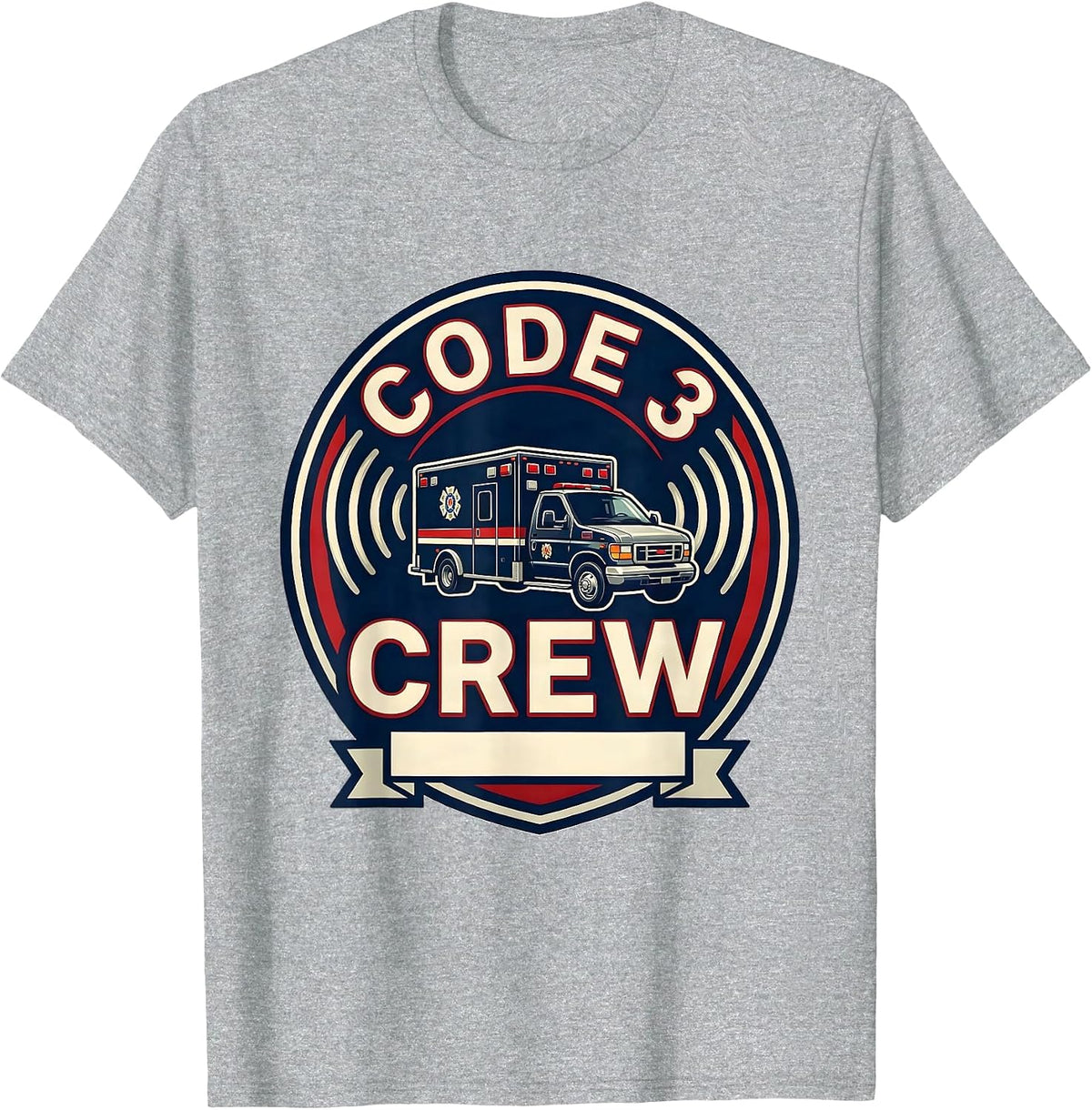 Men's Code 3 Crew EMS Paramedic EMT 911 Dispatcher Humor T-Shirt - Heather Grey