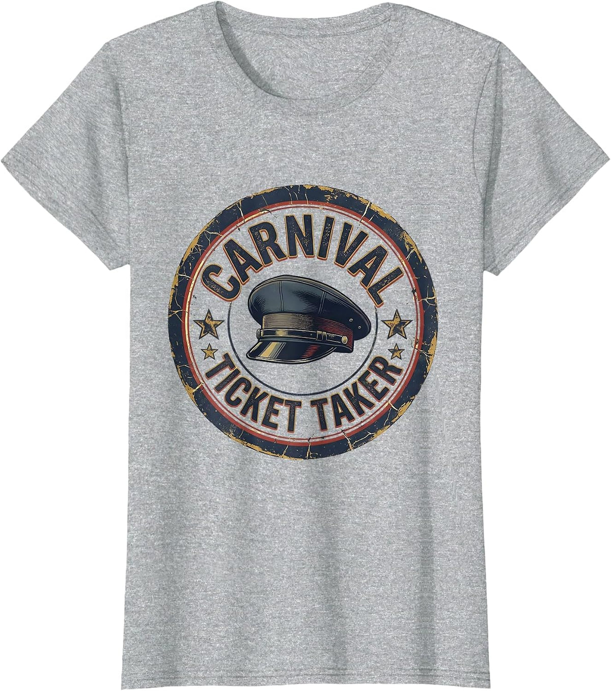Carnival Ticket Taker Distressed Circus Party Costume Staff T-Shirt - Heather Grey