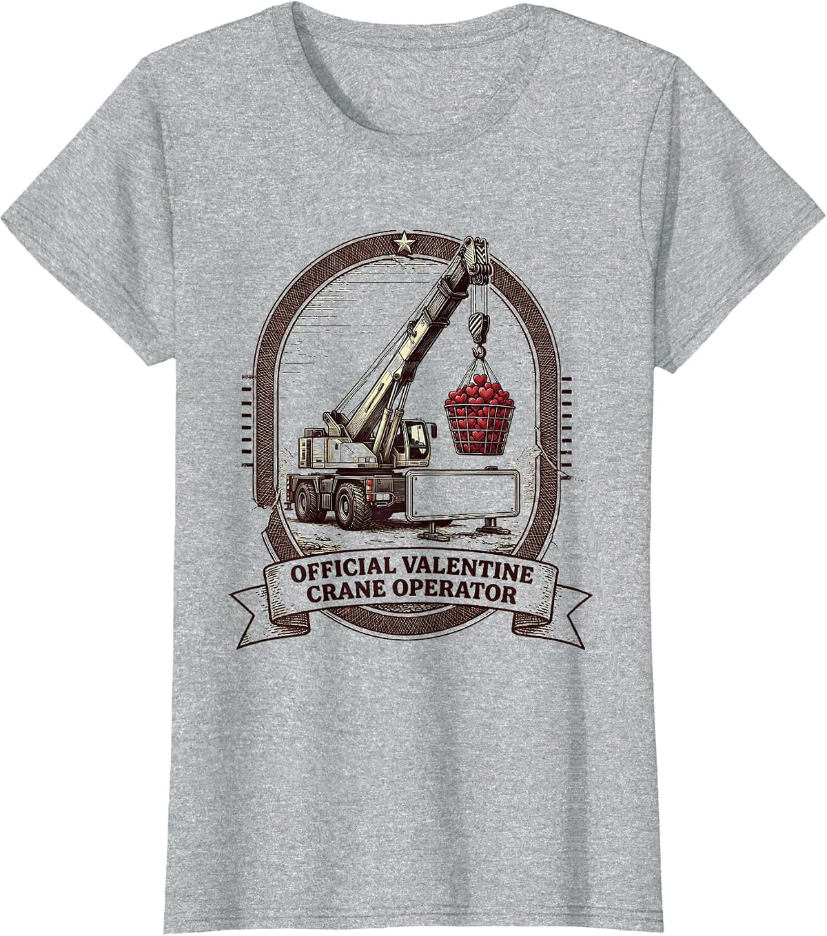 Women's Official Valentine Crane Operator Funny Toddler Boy T-Shirt - Heather Grey