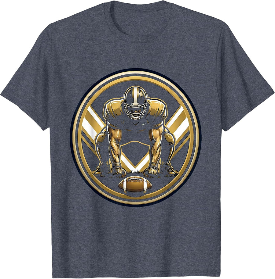 Bend and Snap Football Lineman Stance Graphic T-Shirt - Heather Blue
