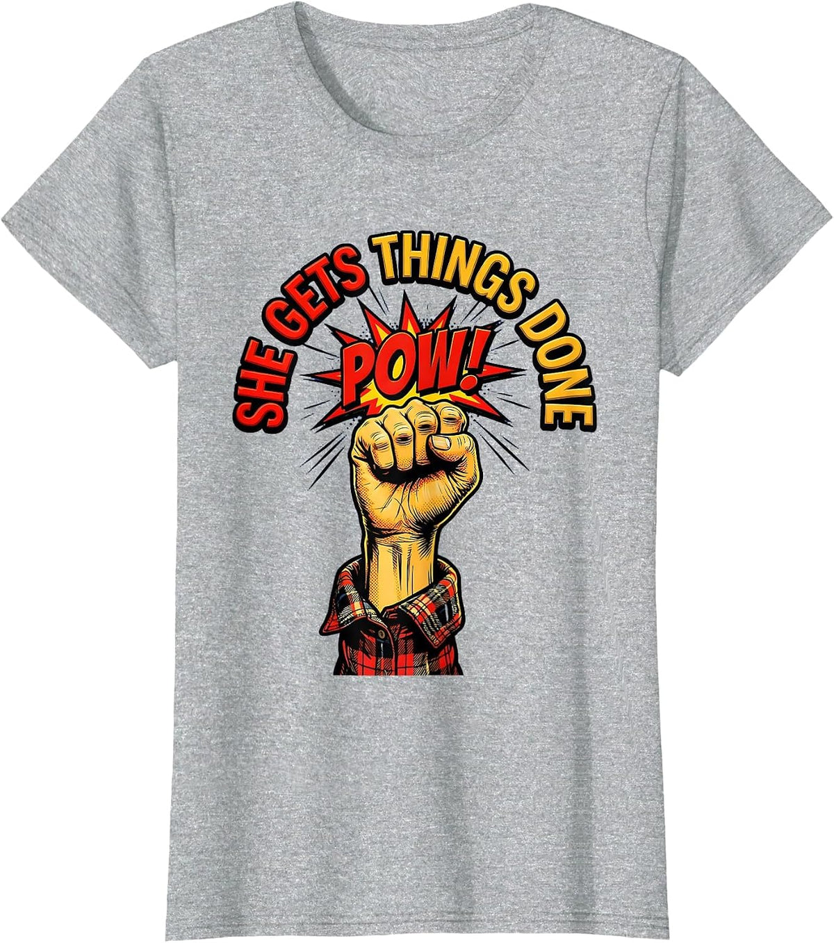 She Gets Things Done Do It Lady Design T-Shirt - Heather Grey