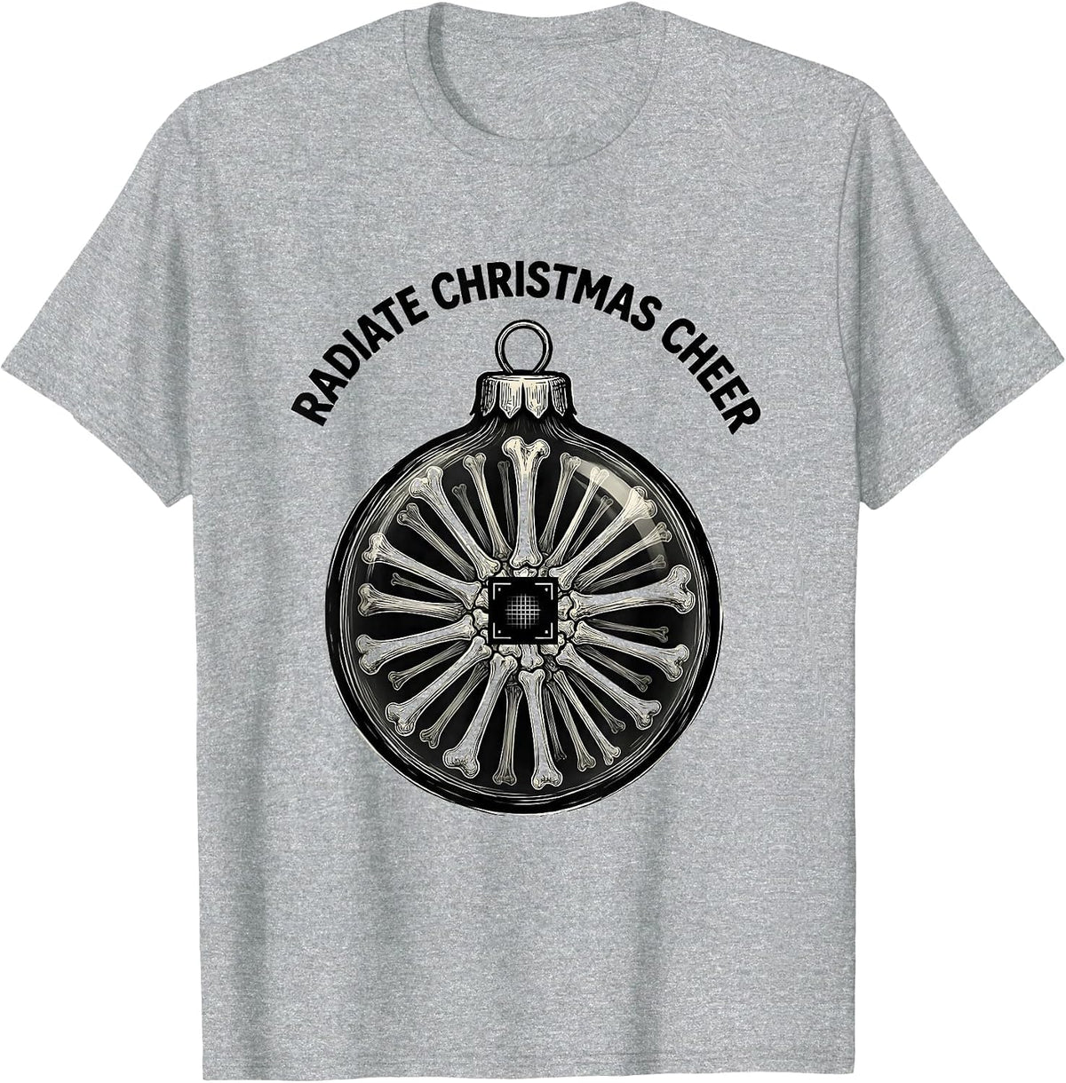 Men's Radiate Christmas Cheer Funny Radiology Xray Tech Holiday T-Shirt - Heather Grey