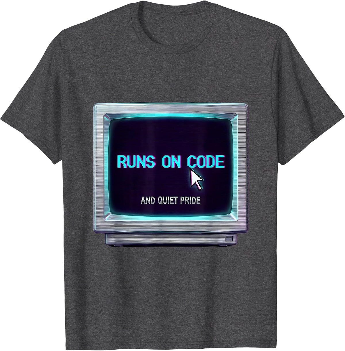 Runs On Code And Quiet Pride Sarcastic Tech Engineer Humor T-Shirt - Dark Heather Grey