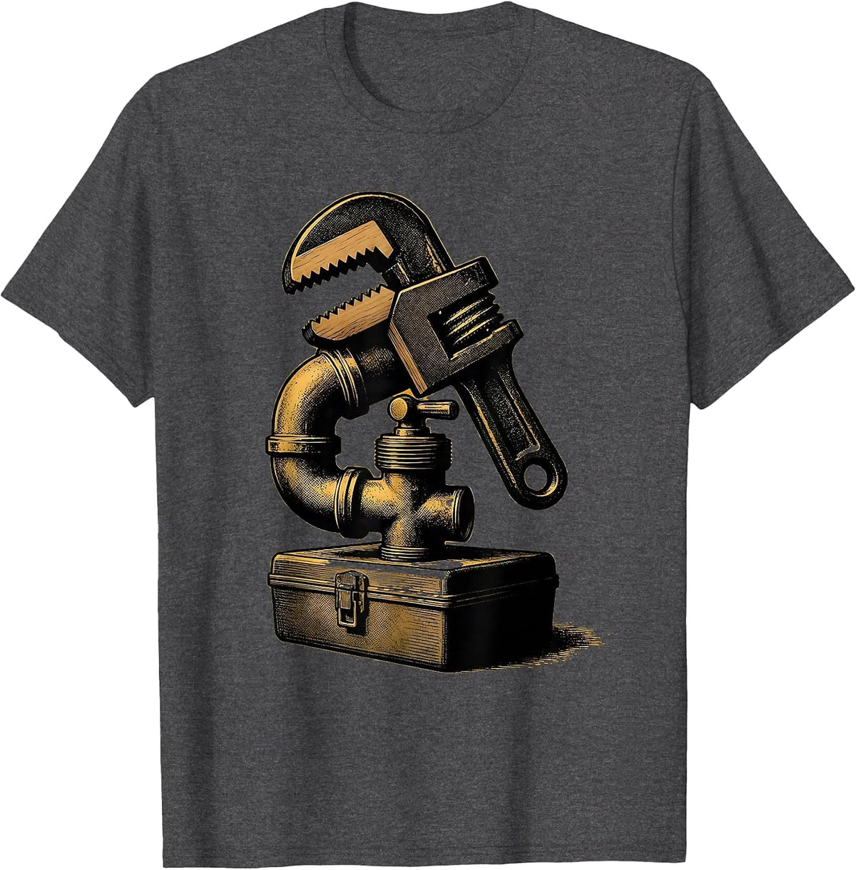 Men's Plumber Pipe Wrench Halloween Occupation Costume T-Shirt - Dark Heather Grey