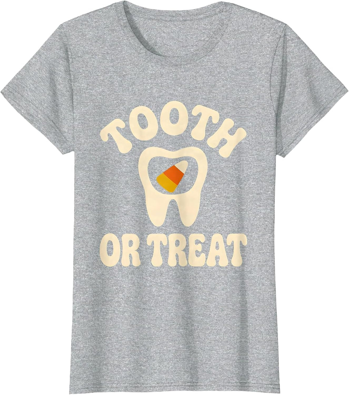 Women's Tooth Or Treat Retro 70s Halloween Dentist Costume Humor T-Shirt - Heather Grey