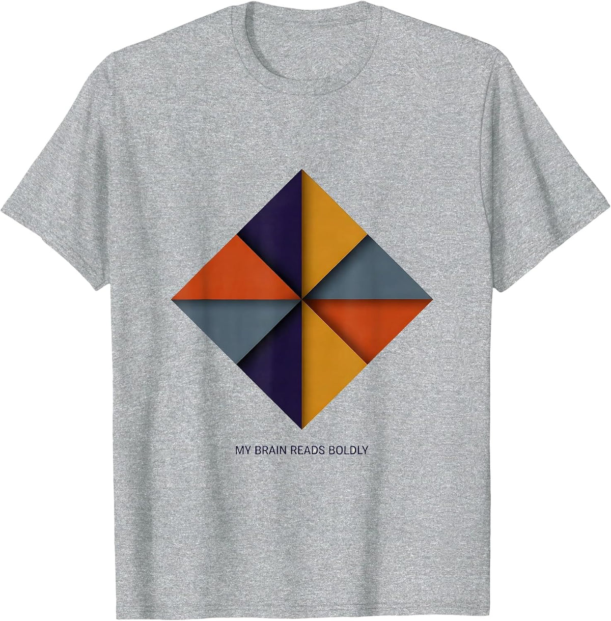 Men's My Brain Reads Boldly Dyslexia Awareness Quilt Patchwork T-Shirt - Heather Grey