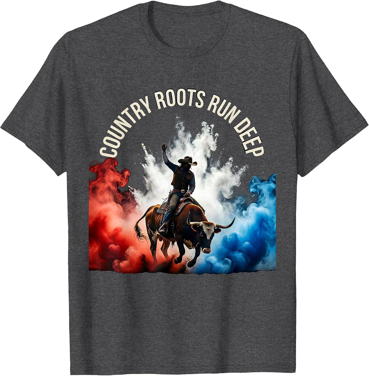 Men's Country Roots Run Deep Cow Women Design T-Shirt - Dark Heather Grey