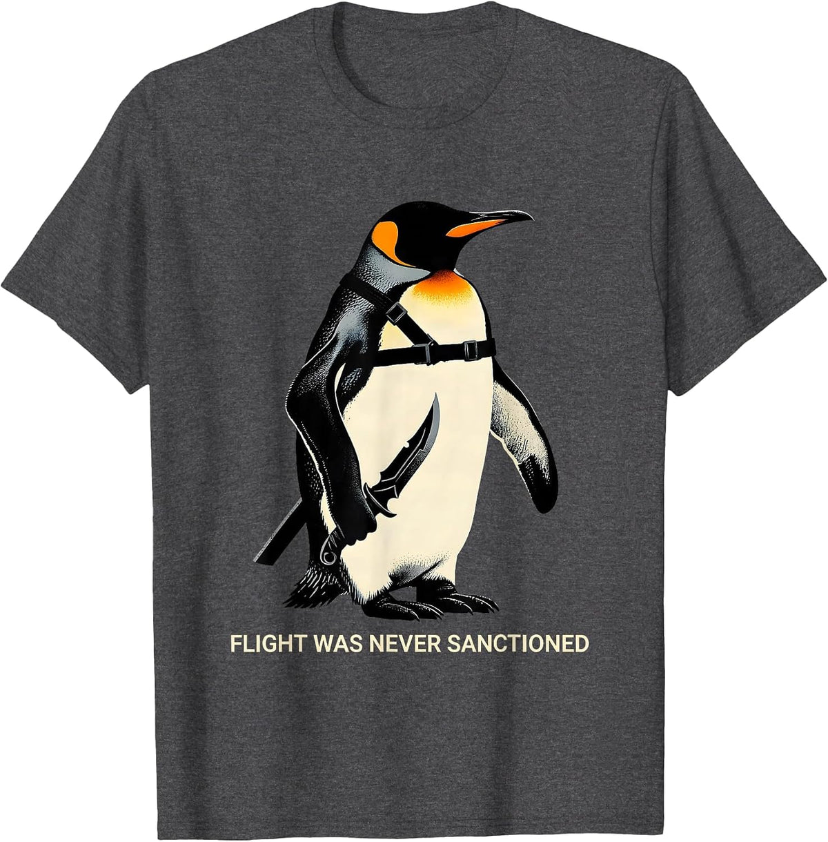 Men's Flight Was Never Sanctioned Funny Tactical Penguin Martial T-Shirt - Dark Heather Grey