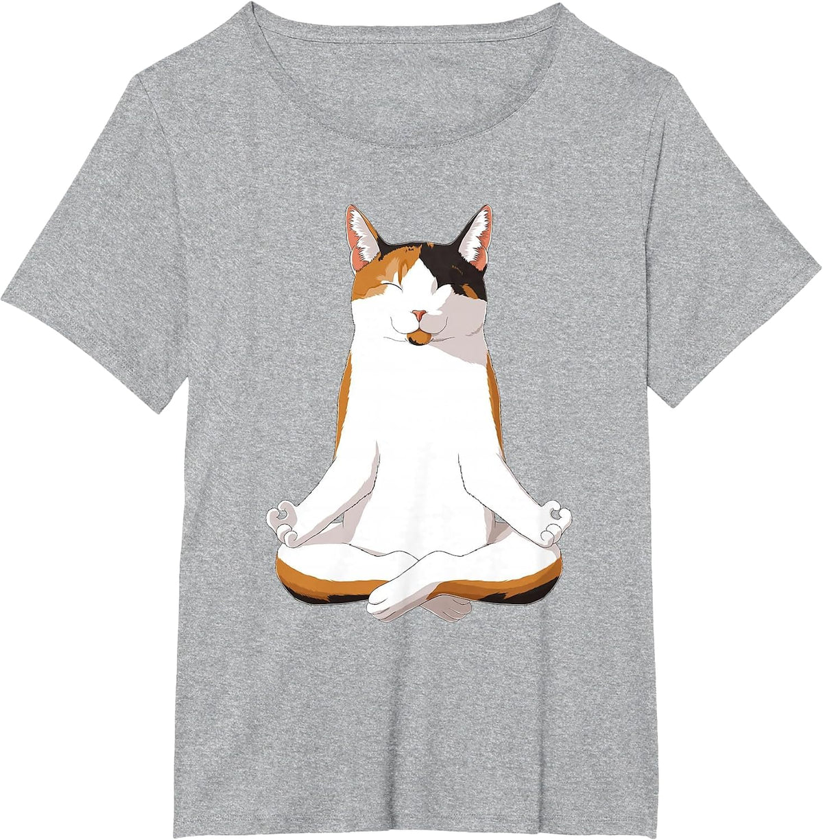 Funny Calico Cat Yoga Calico Cat T-Shirt - Heather Grey