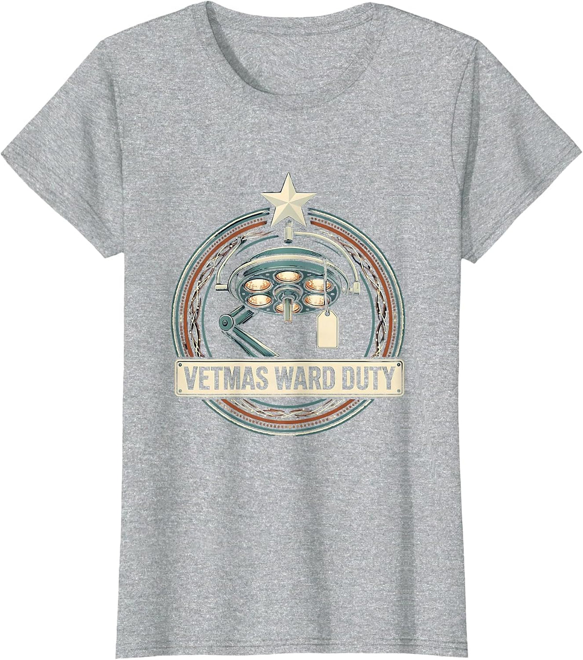 Vetmas Ward Duty Funny Veterinarian Christmas Vet Tech Gift T-Shirt - Heather Grey
