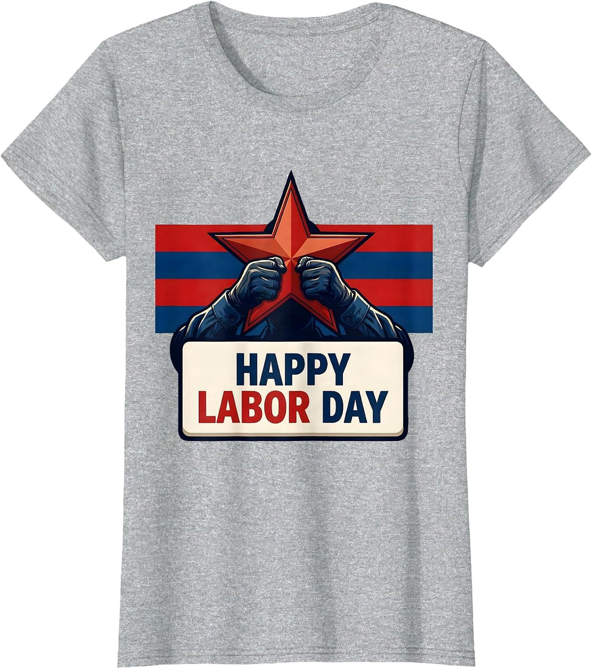 Happy Labor Day Patriotic Americana Tribute Gift T-Shirt - Heather Grey