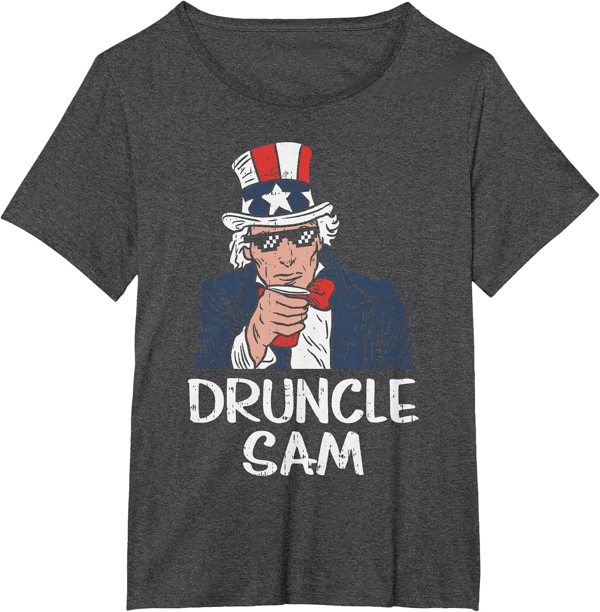 Druncle Sam Funny Uncle Sam Beer 4th of July Party Drinking T-Shirt - Dark Heather Grey