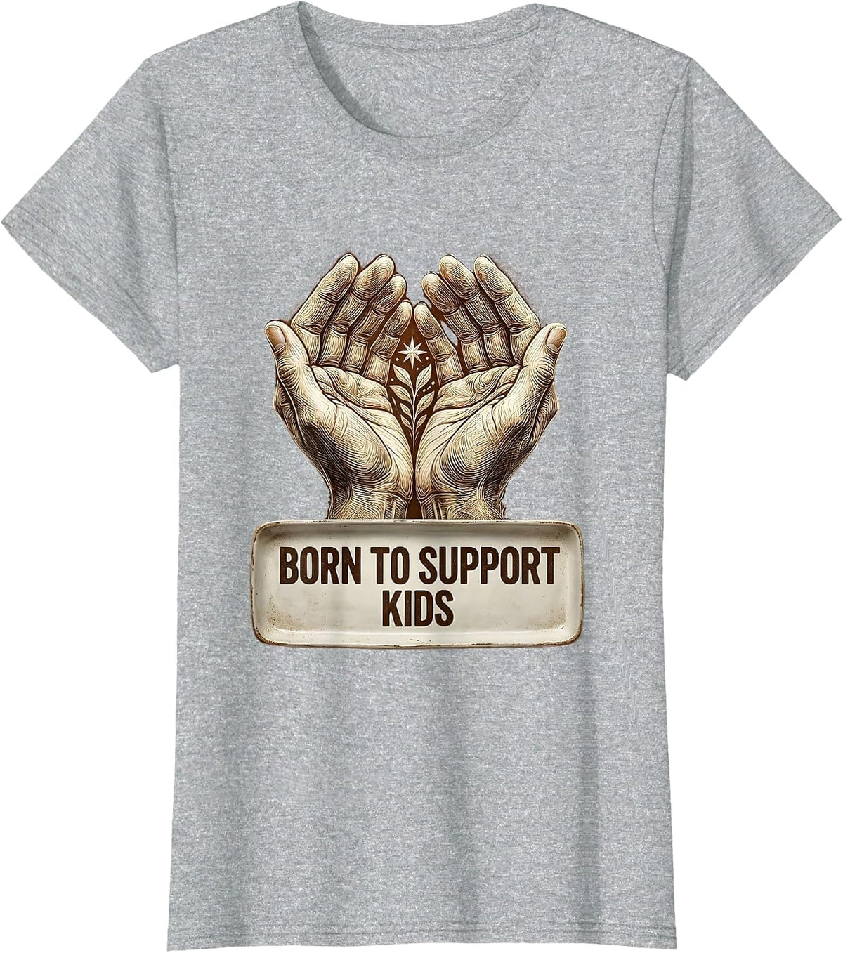 Women's Born to Support Kids Paraprofessional Design T-Shirt - Heather Grey