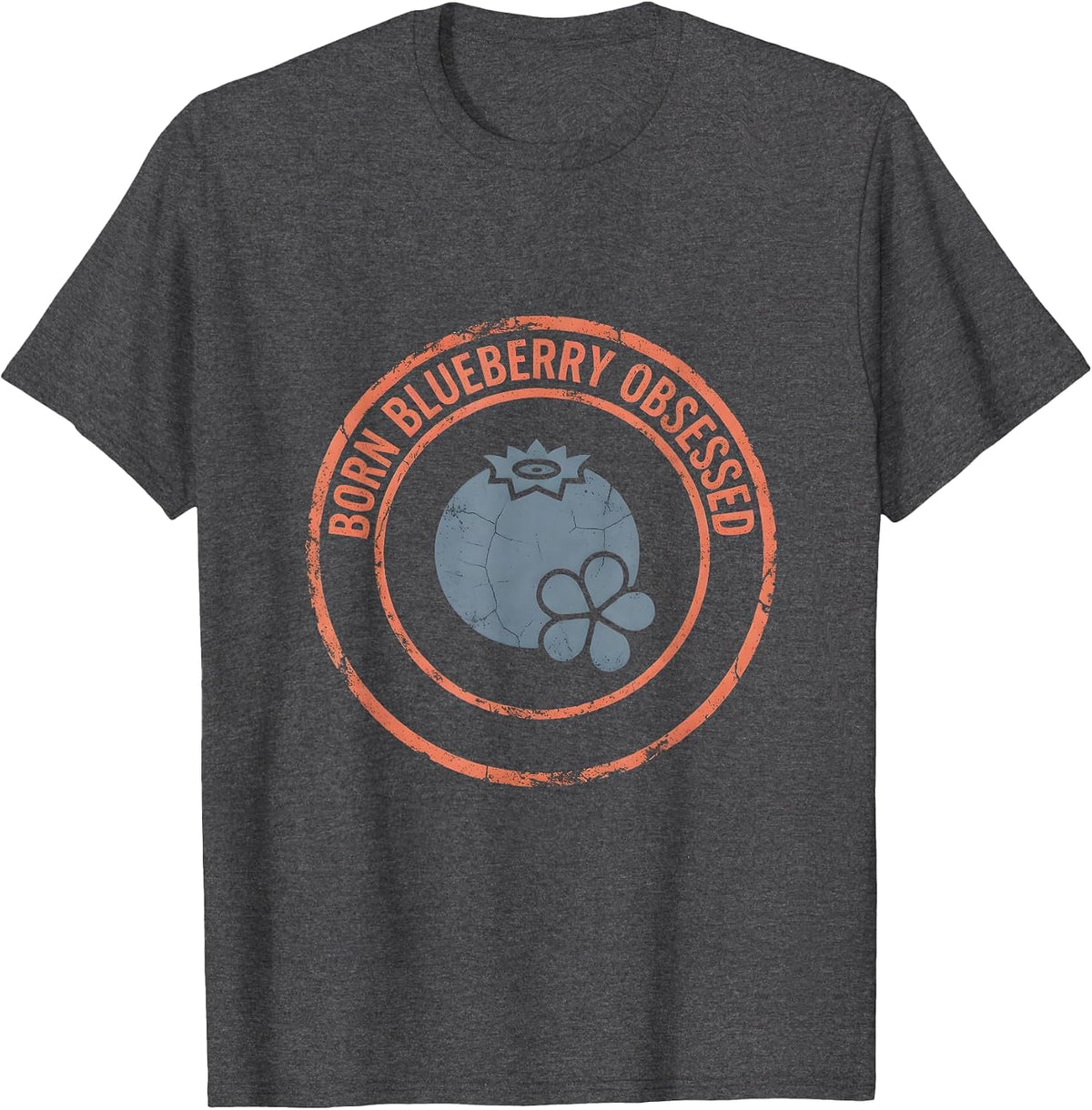 Men's Born Blueberry Obsessed Red White Blue Design T-Shirt - Dark Heather Grey