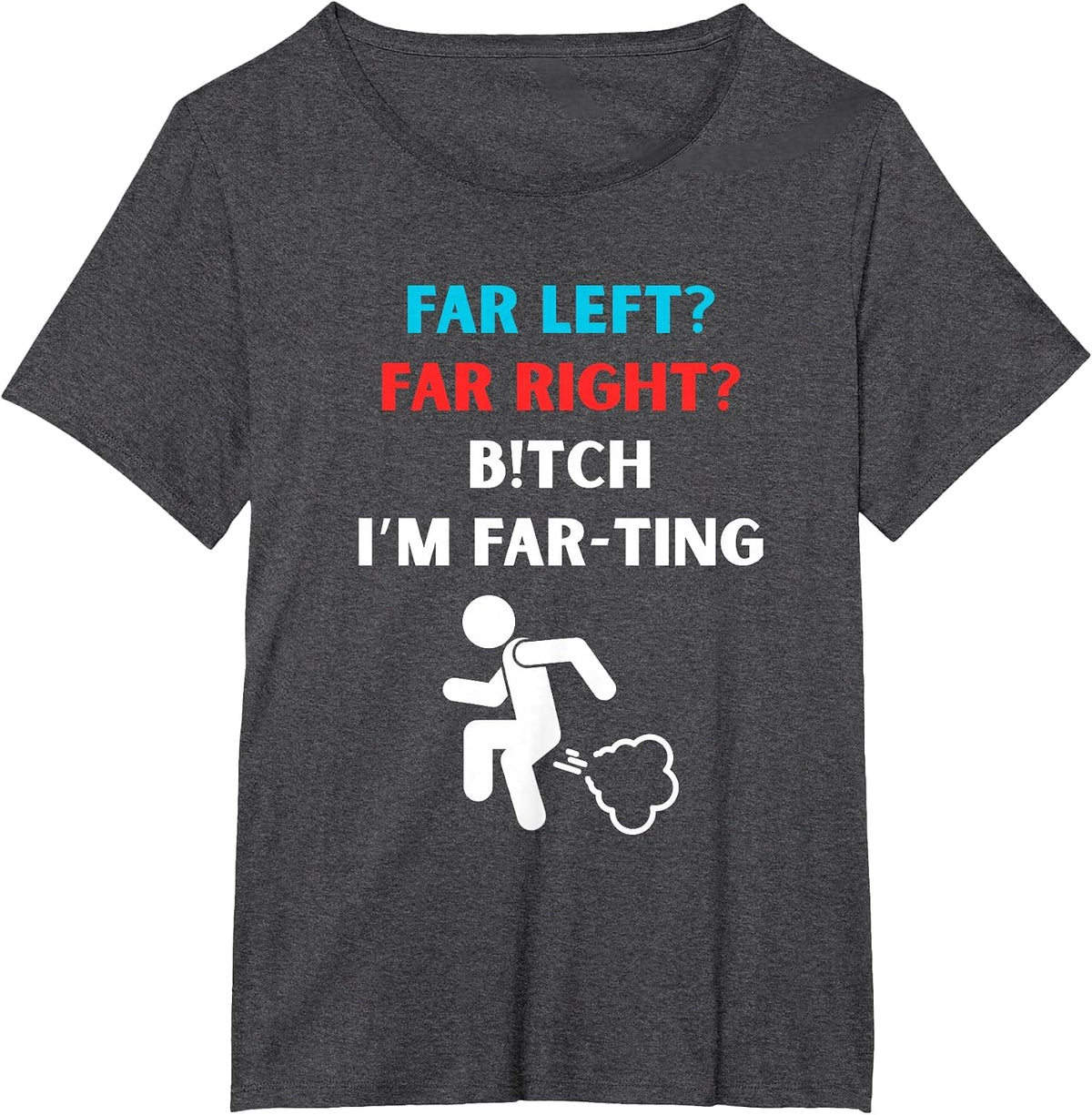 Political Fart Joke Design Far Left Far Right I’m Farting T-Shirt - Dark Heather Grey