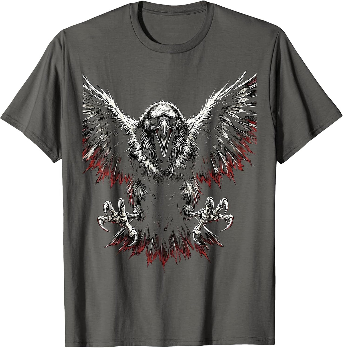 Fawk Off Crow Fighting Stance Graphic T-Shirt - Asphalt Grey