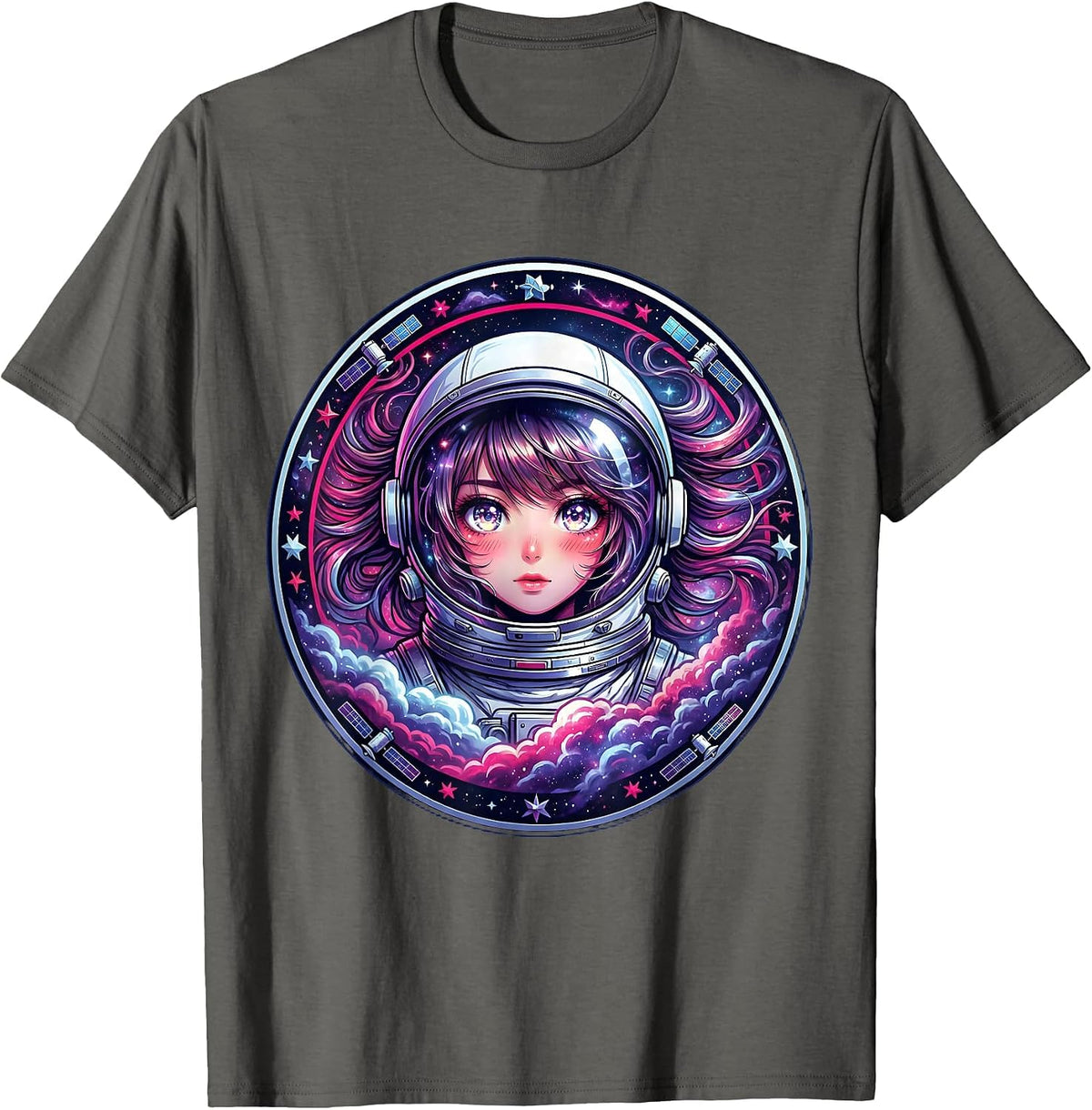 Men's Cosmonaut Nebula Space Explorer Illustration T-Shirt - Asphalt Grey