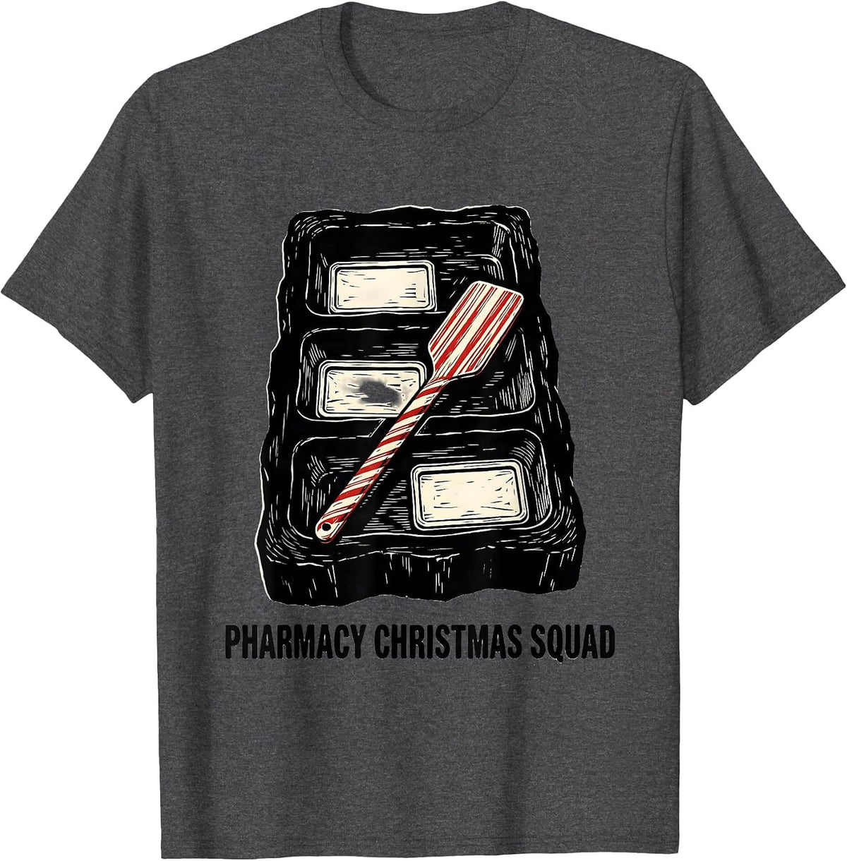 Men's Pharmacy Christmas Squad Funny Pharmacy Tech Matching T-Shirt - Dark Heather Grey
