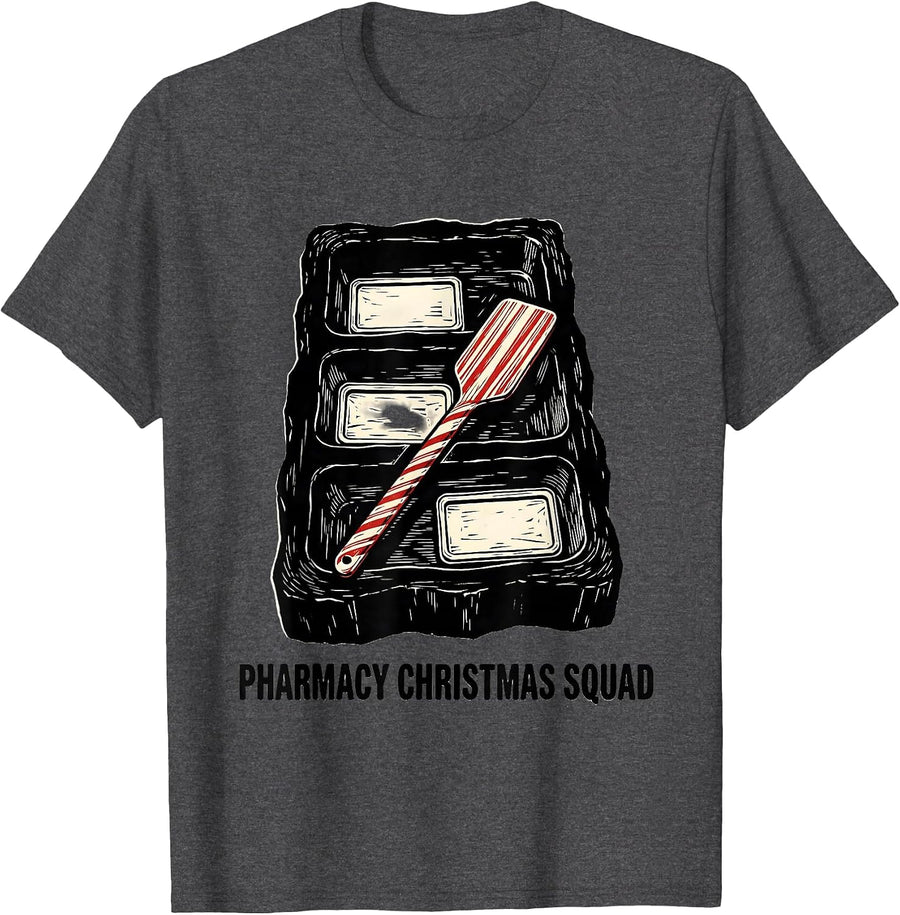 Men's Pharmacy Christmas Squad Funny Pharmacy Tech Matching T-Shirt - Dark Heather Grey