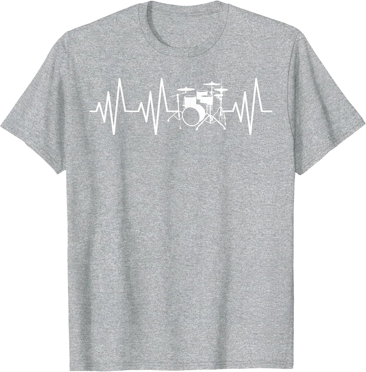 Drums Heartbeat Love Drummer Heartbeat T-Shirt - Heather Grey