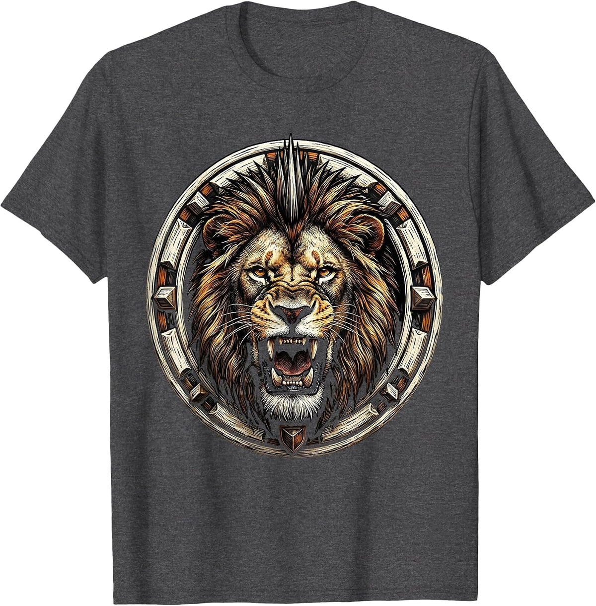 Roaring Mohawk Lion Rock Band Graphic T-Shirt - Dark Heather Grey