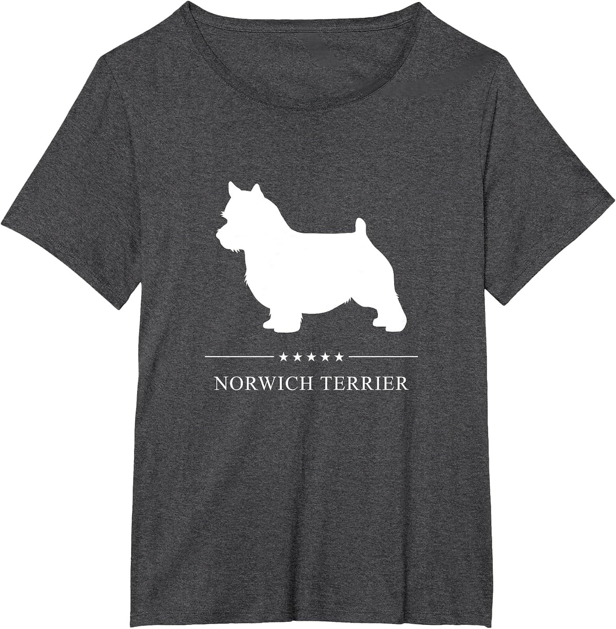 Norwich Terrier Dog White Silhouette T-Shirt - Dark Heather Grey