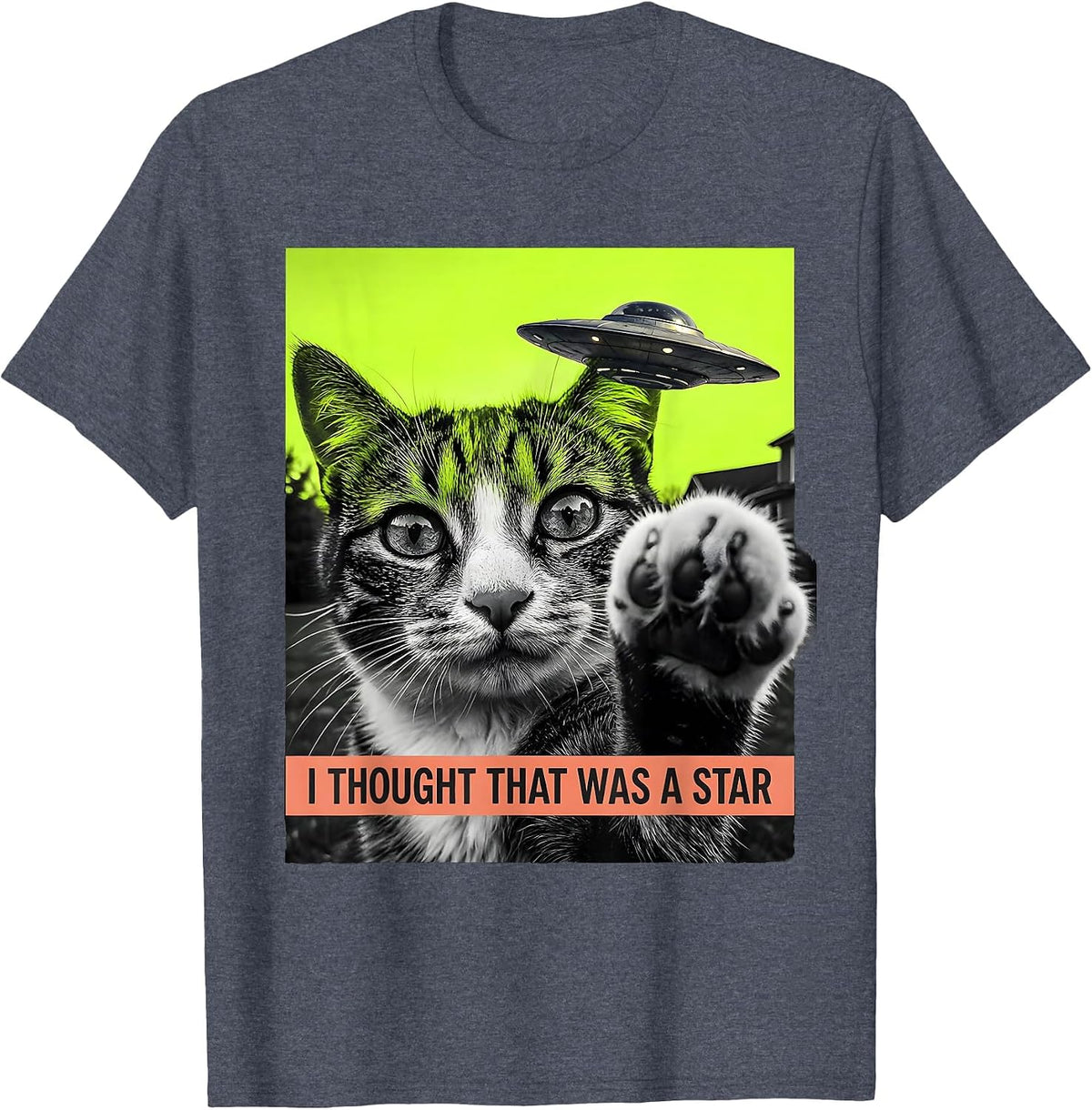 I Thought That Was A Star Funny Cat UFO Meme Cat Owner Gift T-Shirt - Heather Blue