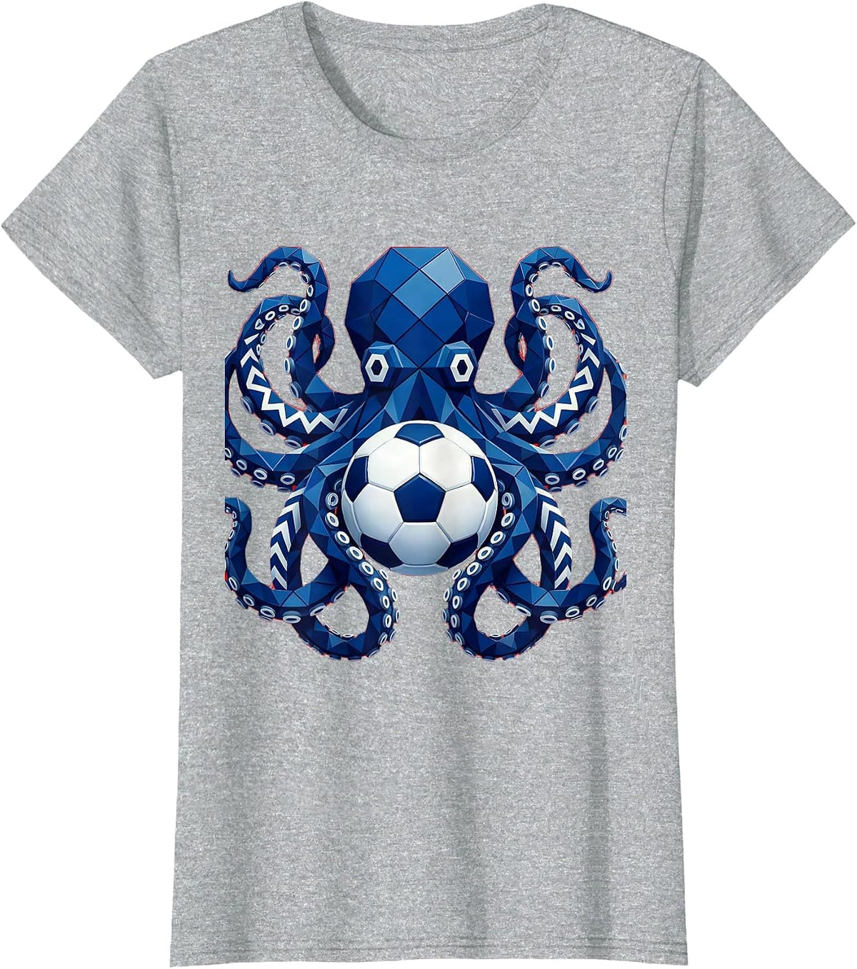 Octopus Soccer Ball Underwater Graphic T-Shirt - Heather Grey