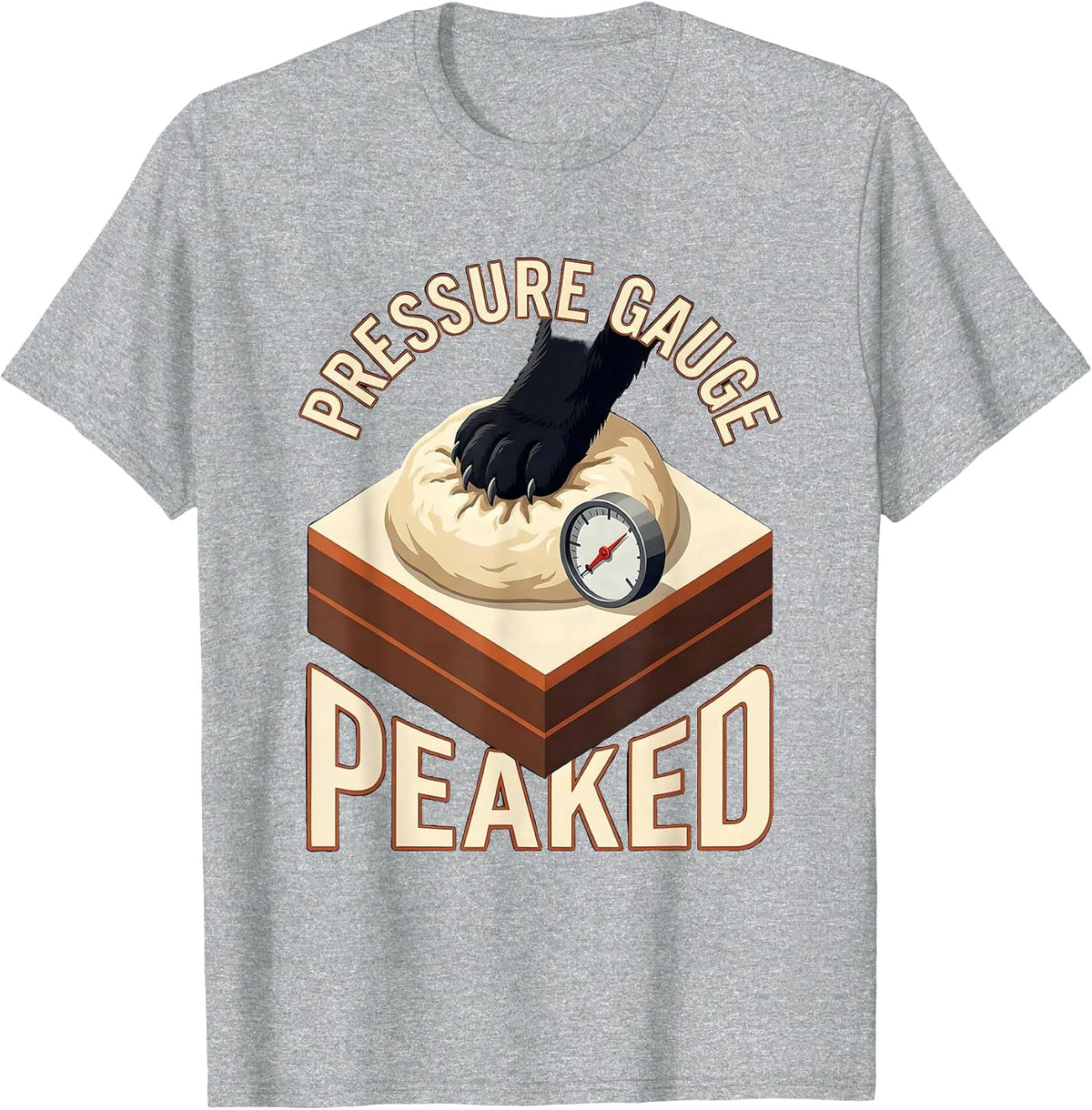 Men's Pressure Gauge Peaked Funny Black Cat Bakery Pet Lover Humor T-Shirt - Heather Grey