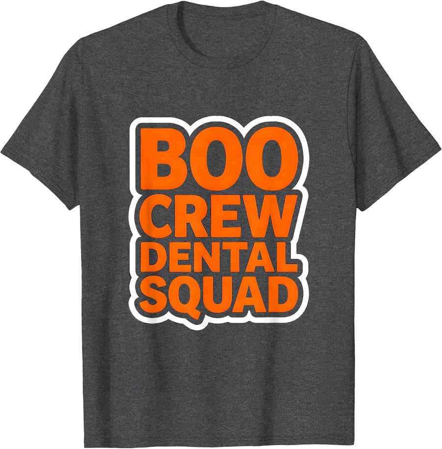 Men's Boo Crew Dental Squad Halloween Design T-Shirt - Dark Heather Grey