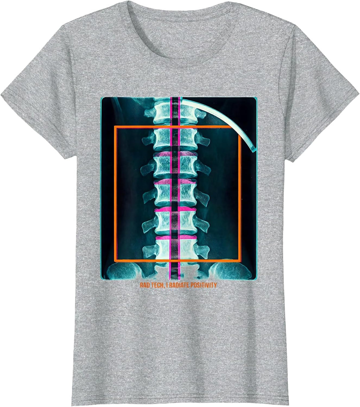 Rad Tech I Radiate Positivity Risograph Humor Radiology T-Shirt - Heather Grey