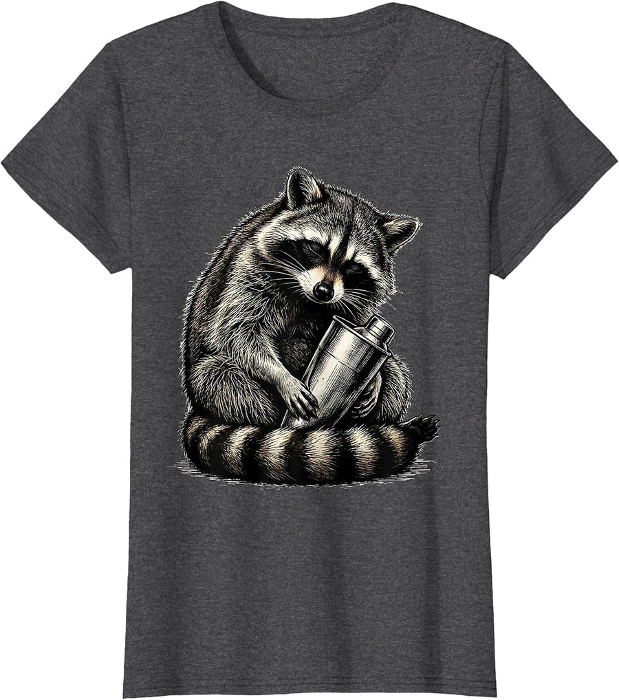 Women's Drunk Raccoon Party Humor Animal Pun Gag Gift T-Shirt - Dark Heather Grey