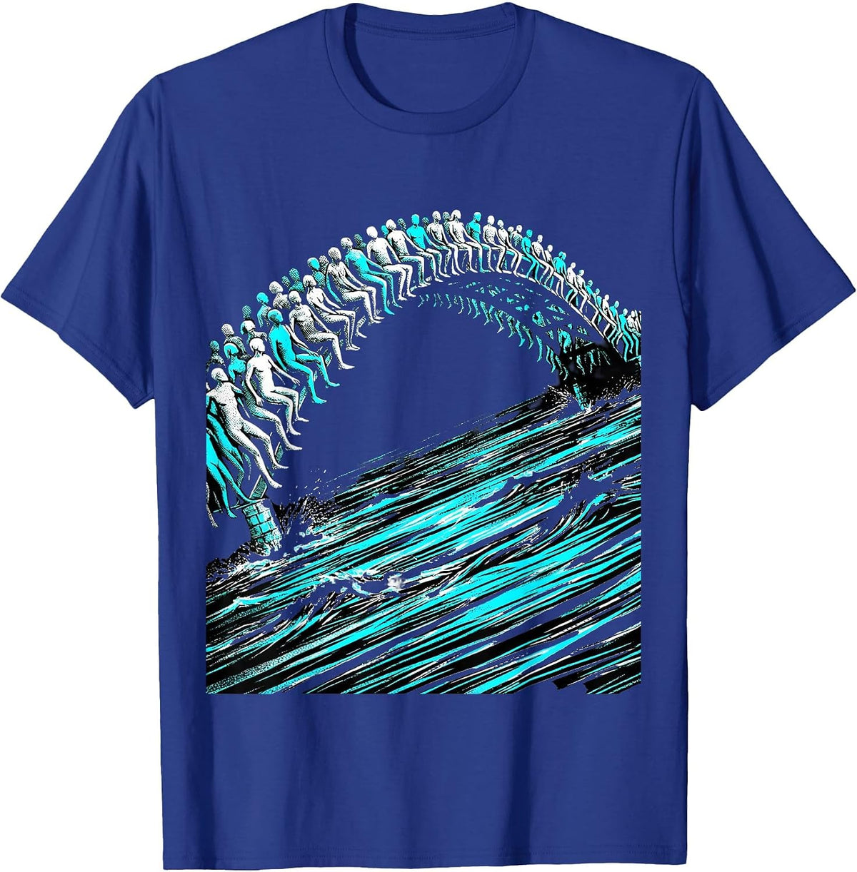 Human Bridge Over Flood Unity Graphic Design T-Shirt - Royal Blue