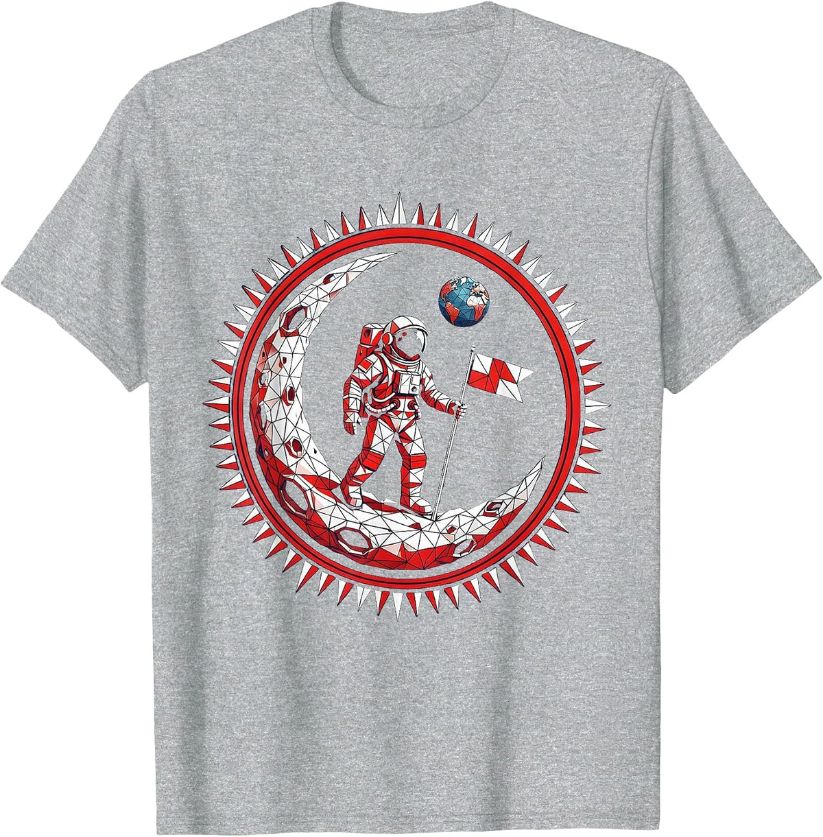 Men's Cosmonaut Moon Flag Planting Space Explorer T-Shirt - Heather Grey