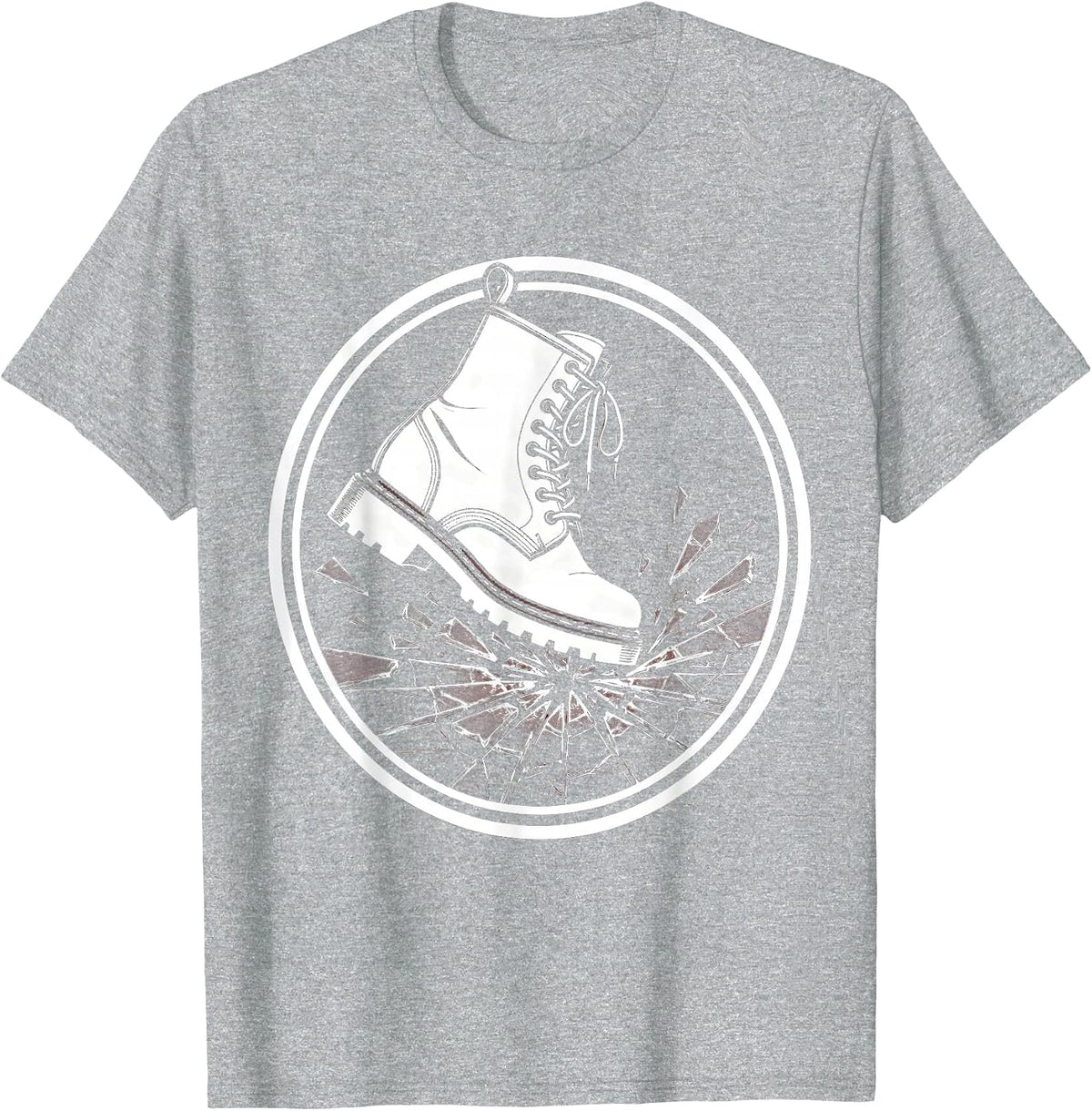 Men's EMT Boot Shattering Glass Graphic Design T-Shirt - Heather Grey
