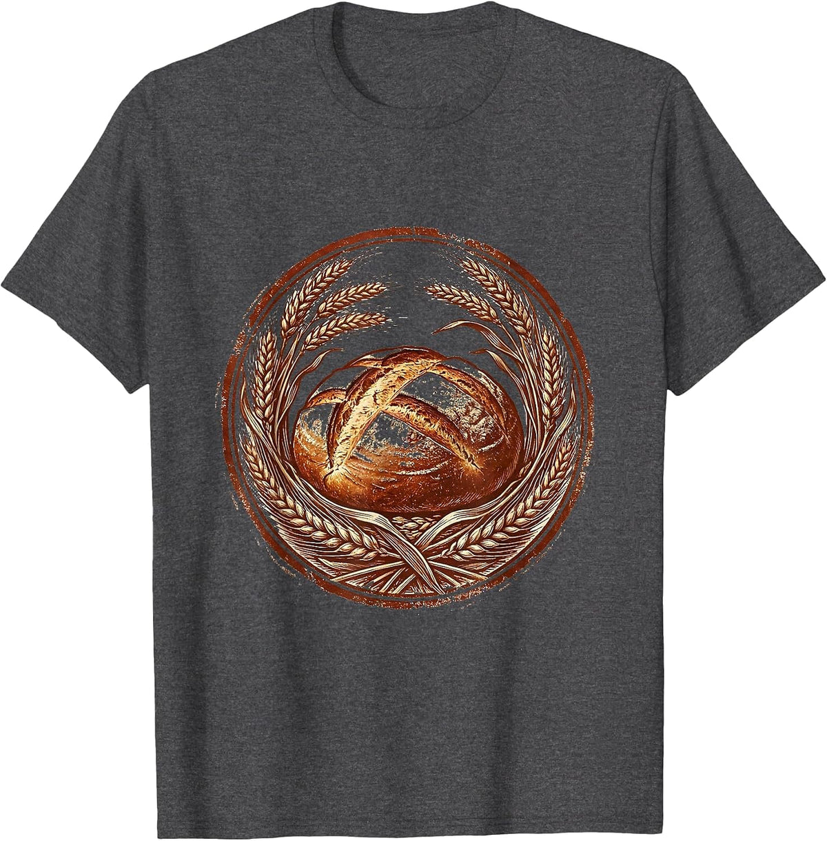 Men's In My Sourdough Era Wheat and Boule Illustration T-Shirt - Dark Heather Grey