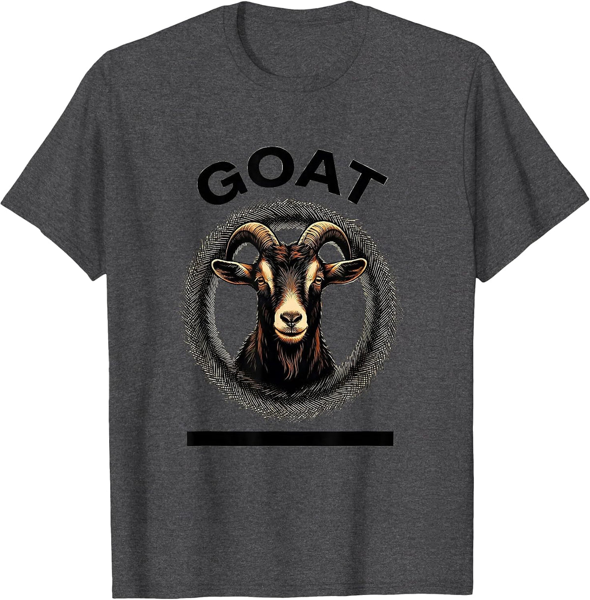 Men's Goat Minimalist Badge Patch Line Art Animal T-Shirt - Dark Heather Grey