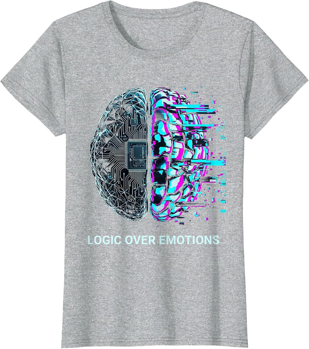 Logic Over Emotions Bold Mindset Design T-Shirt - Heather Grey